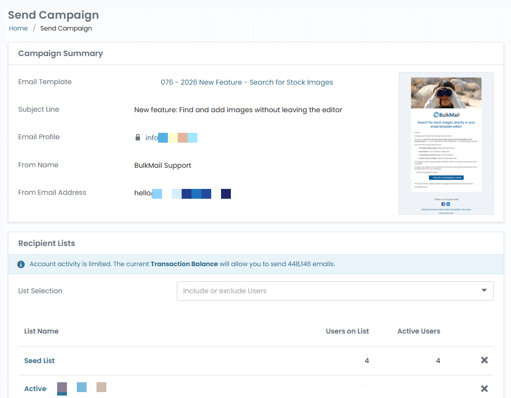 Create and send your first BulkMail campaign